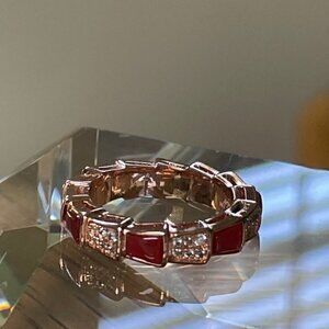 Snake bone BAND Ring 18K ROSE Gold Plated Sterling Silver